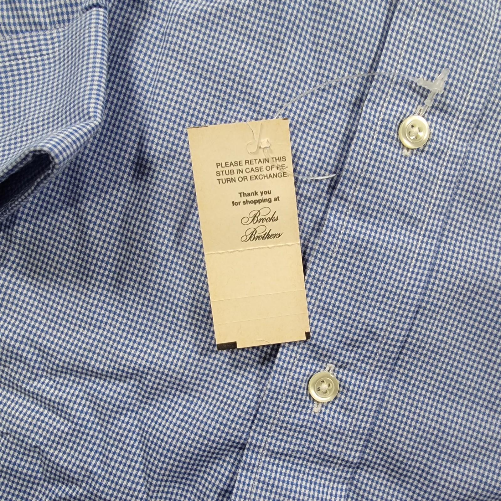 NEW VTG Brooks Brothers Shirt Mens 16.5 3 Blue Micro Check Relaxed Fit Cotton