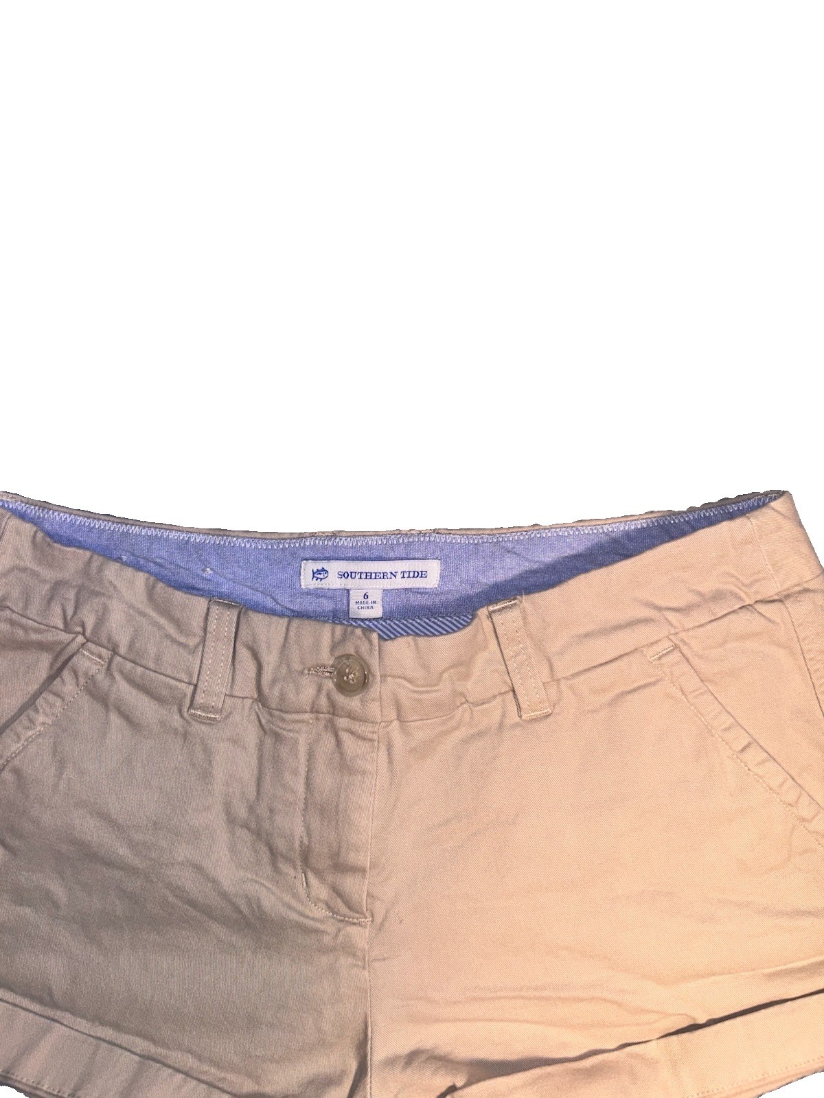 Southern Tide Chino Shorts Womens Size 6 Khaki Tan Cotton Preppy Coastal Casual