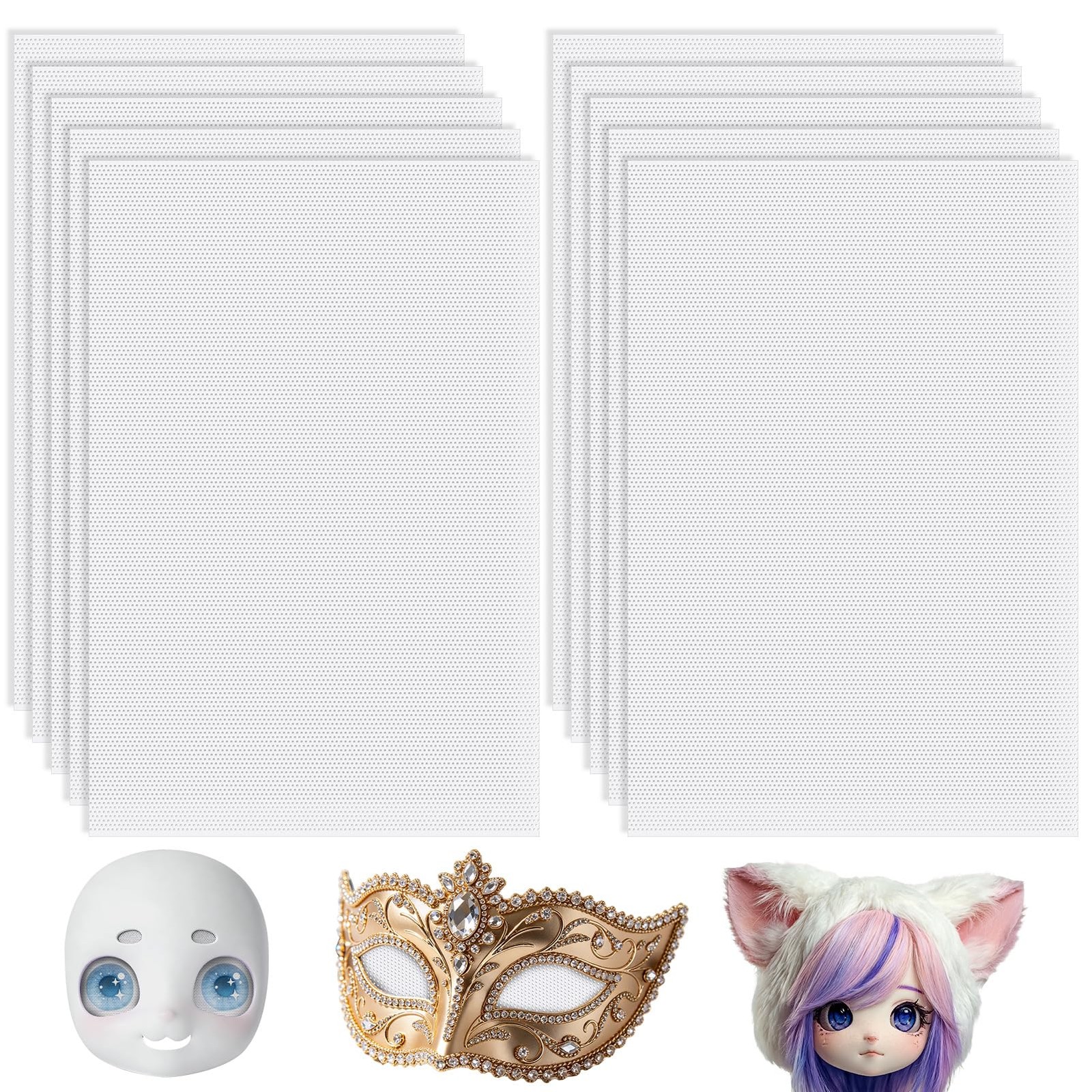 10 Pcs 0.5mm Fursuit Eye Mesh White PVC Mesh Sheet 11.8″x7.87″