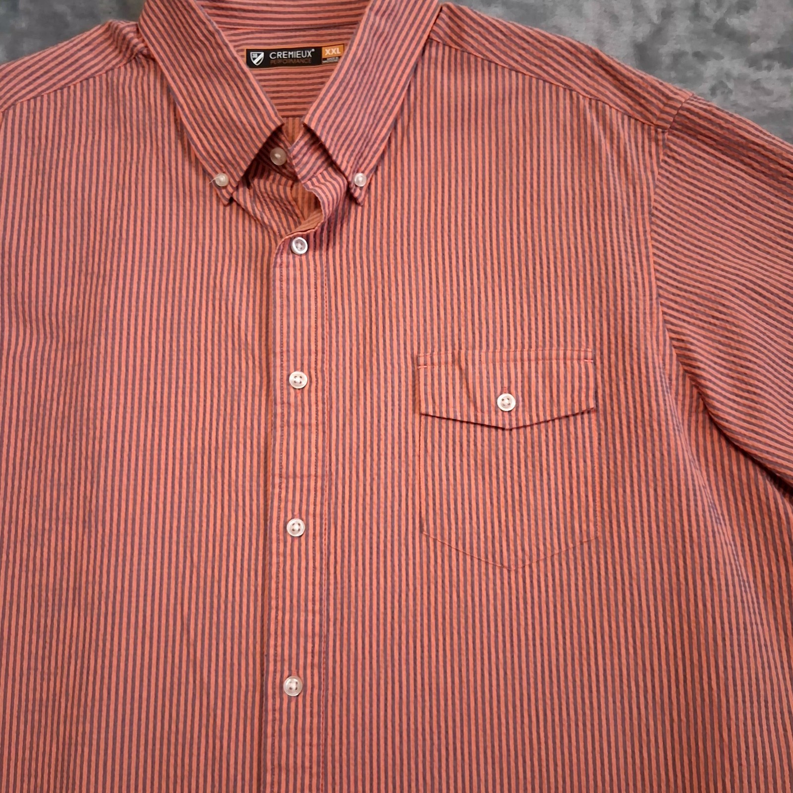 Cremieux Performance Sz XXL Seersucker Short Sleeve Button-Dn Collar/Frnt Shirt