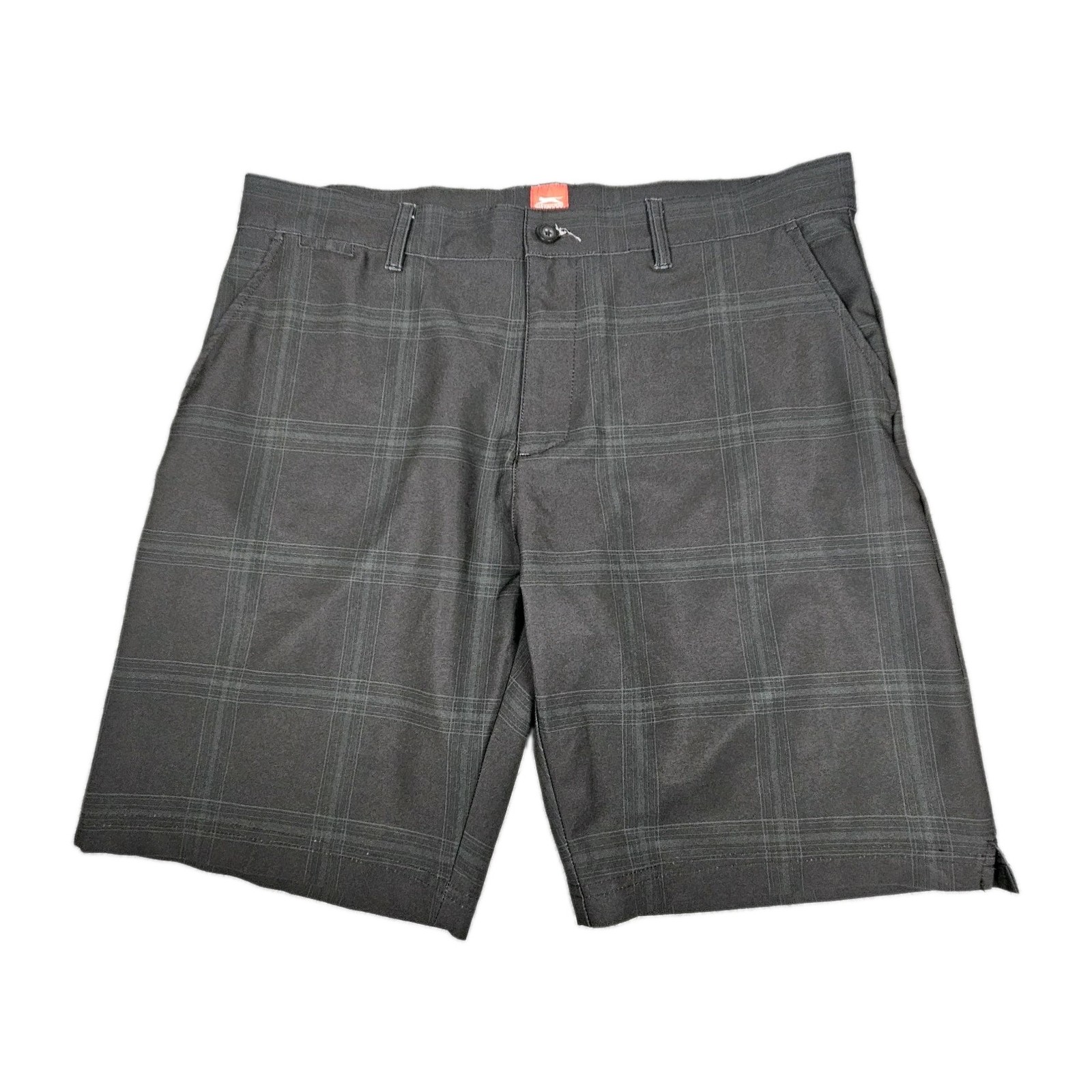 Slazenger Men’s Black Golf Shorts Plaid Check Golf Walking Shorts Size UK 36