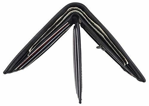 Men’s Premium Center Flap Card ID Holder Bifold Wallet With Zipper Coin Pocket