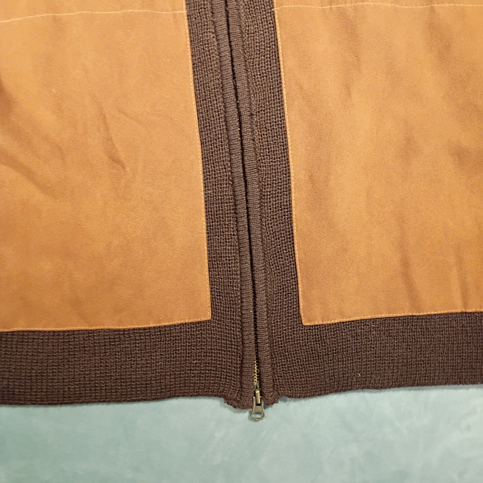 Jaclyn Smith Classic Plus Brown Faux Suede Front Zip Wool Blend Sweater 1X