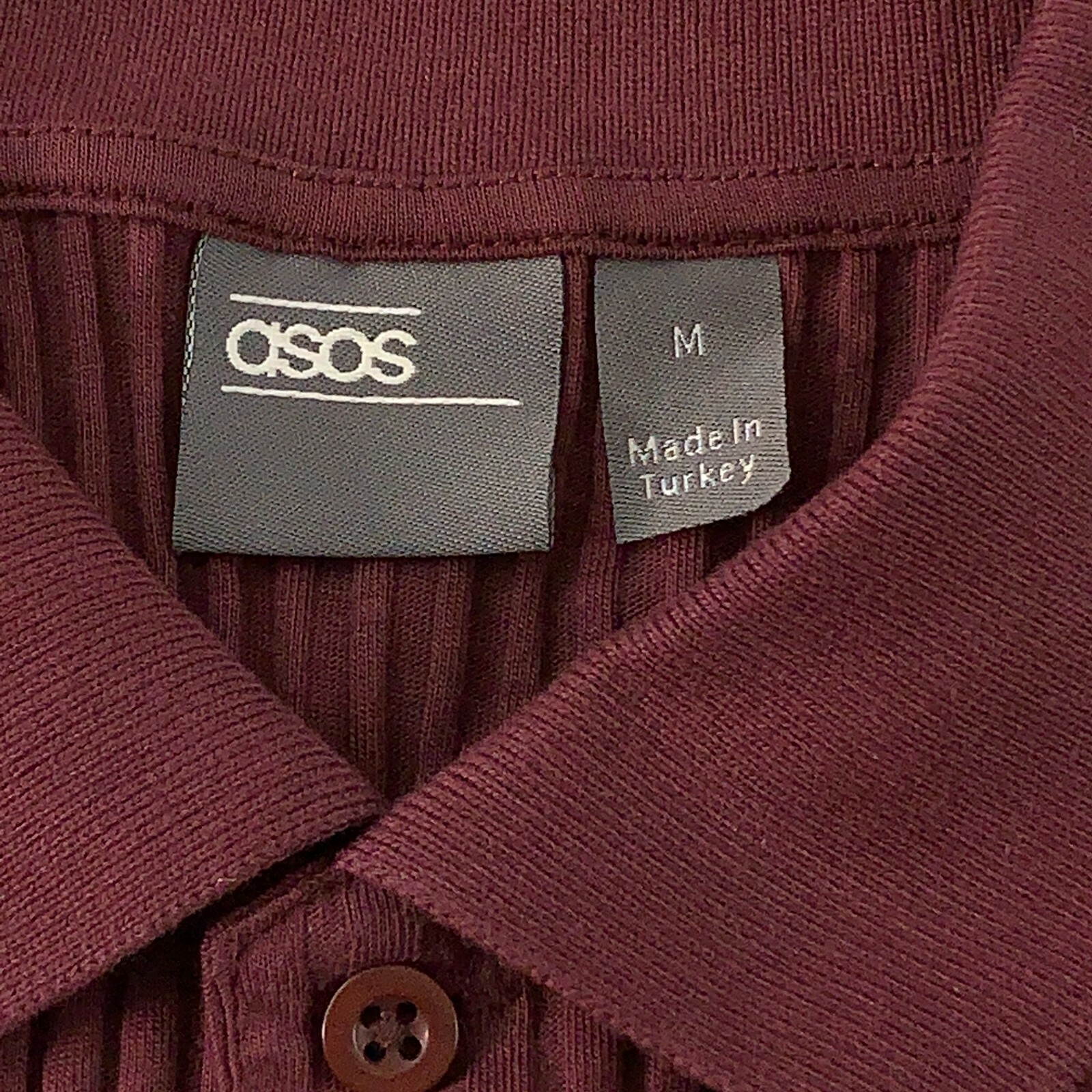 ASOS Women’s Size Medium Burgundy Rib Knit Short Sleeve Polo Dress New