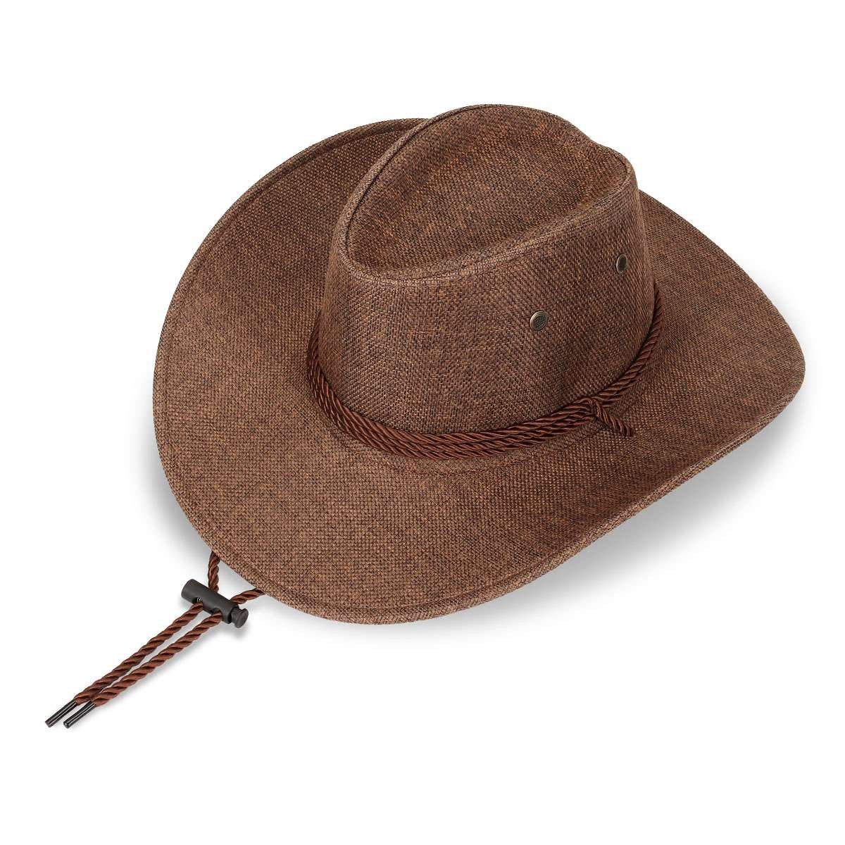Mens Summer Bucket Cap Cowboy Fedora Hat Wide Brim Linen Straw Mesh Outdoor Hats