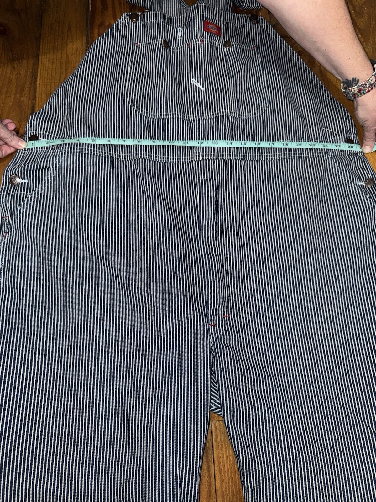 Dickies Engineer Overall Bibs Blue/White Stripe 48” Waists 27.5 In Seam Euc