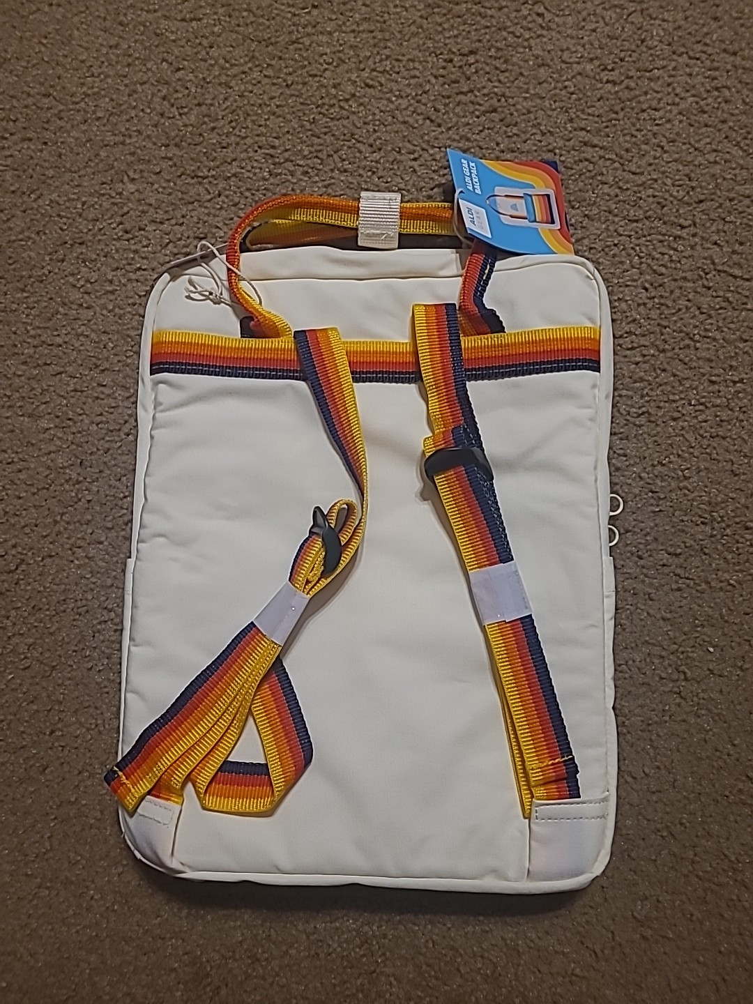 ALDI Gear Backpack Cream Rainbow 09-2023 Release Padded Laptop Inner Sleeve NEW