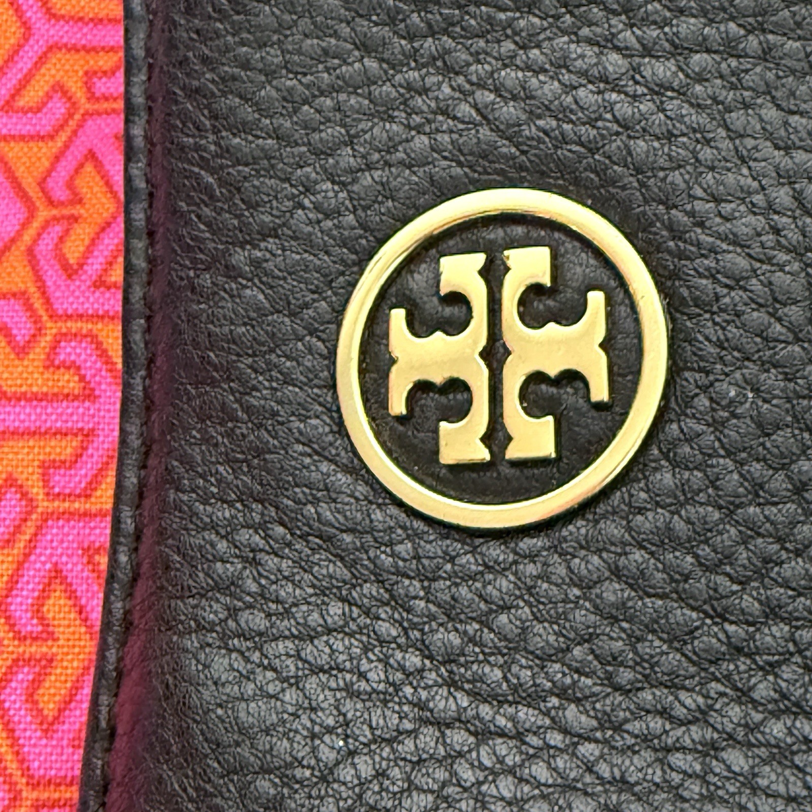 Tory Burch Robinson Triple Compartment Black Pebbled Leather Tote Shoulder Bag