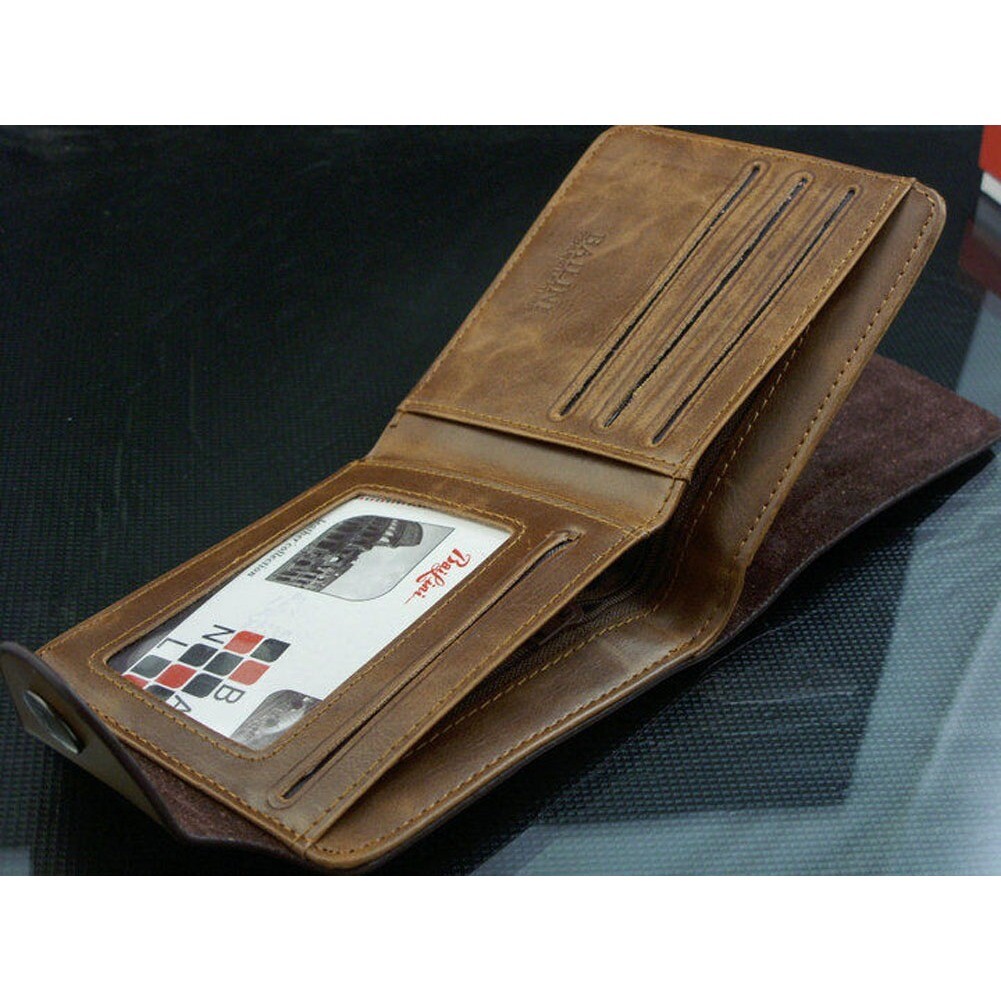 Men’s Leather Bifold Wallet ID Credit Card Holder Money Coin Purse With Hasp US