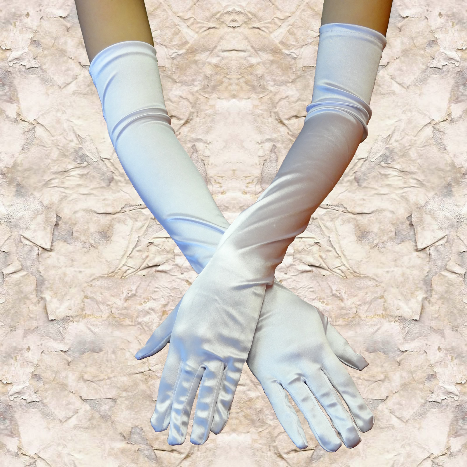 23″ WHITE LONG STRETCH SATIN BRIDAL WEDDING PROM PARTY GLOVES SEXY COSTUME OPERA