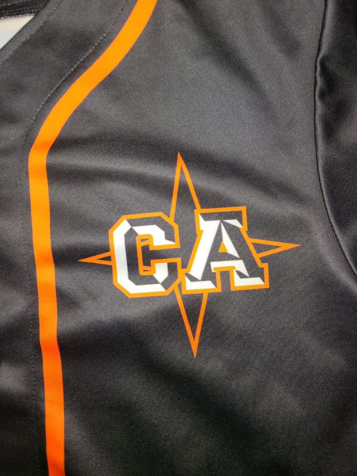 Illusive Apparel Custom Baseball Jersey Black Orange Cali Mesa Crush Livvy 4 AXL