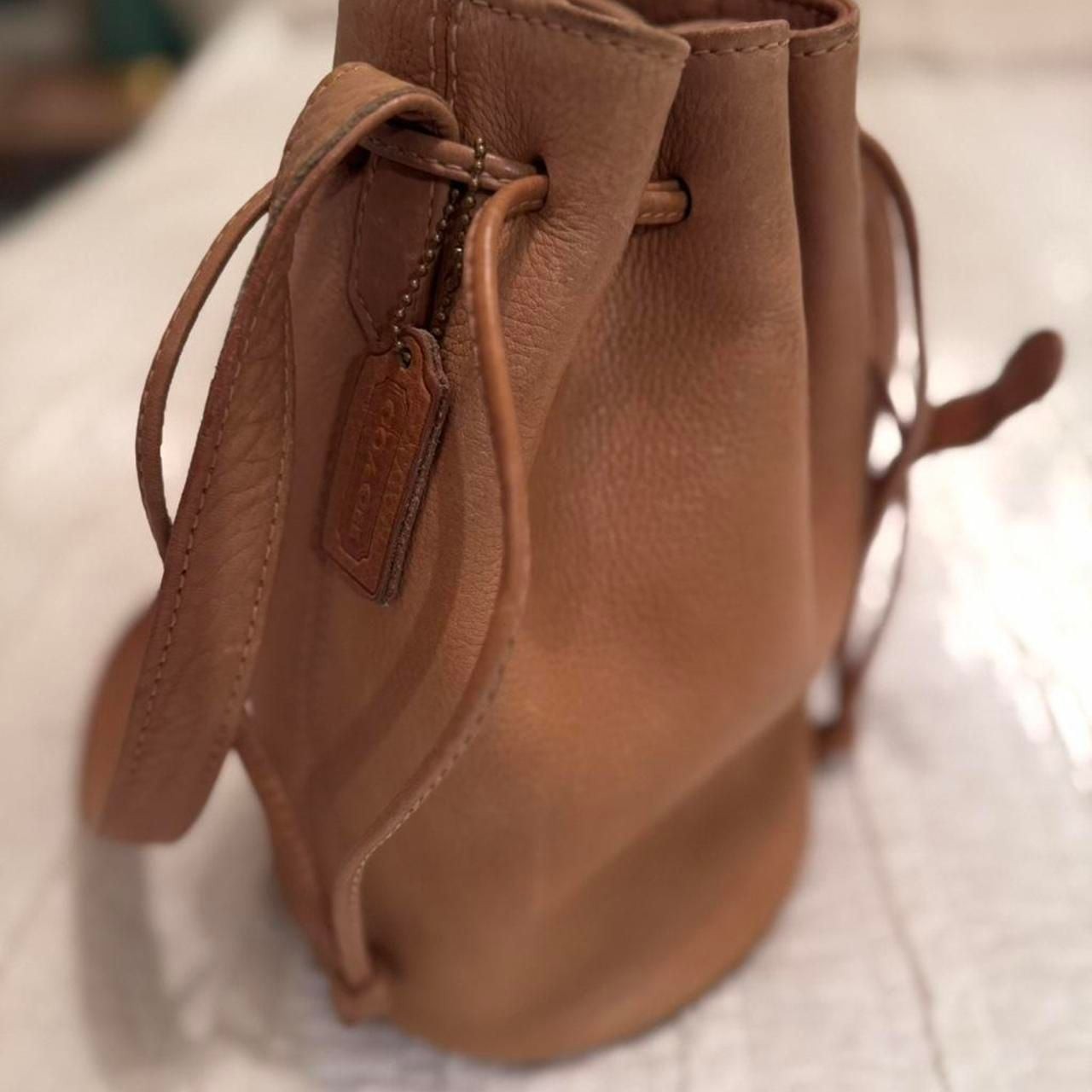 Vintage Coach Leather Bucket Bag Tan Drawstring Shoulder Bag 1994 USA