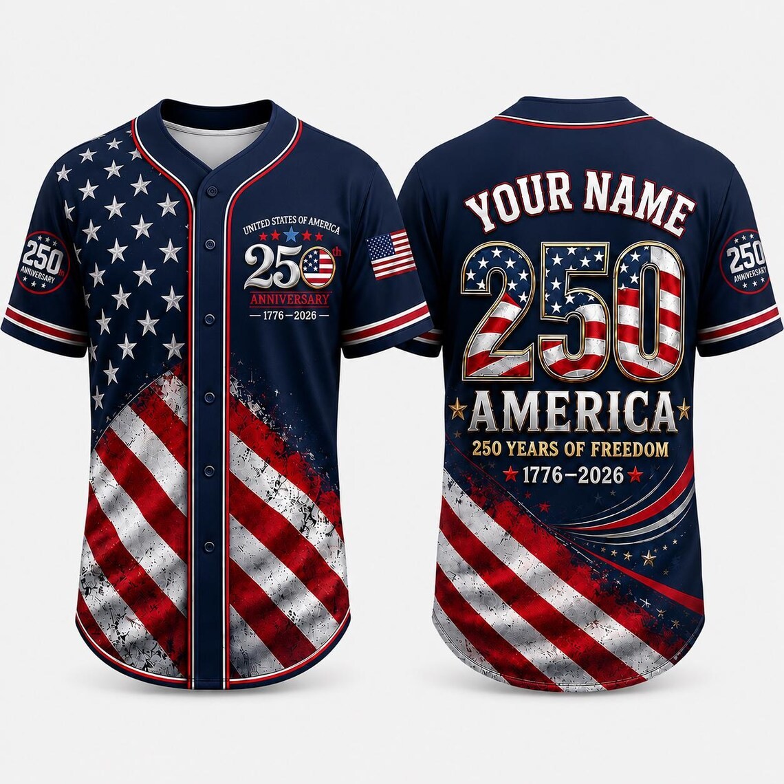 Personalized USA 250th Anniversary Baseball Jersey American Flag Jers