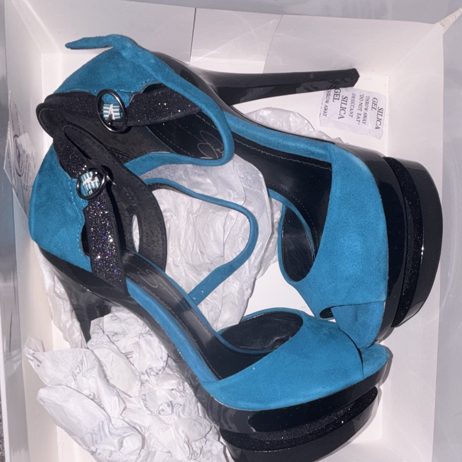 Jessica Simpson Teal Blue Suede Heels Women’s Size 8M