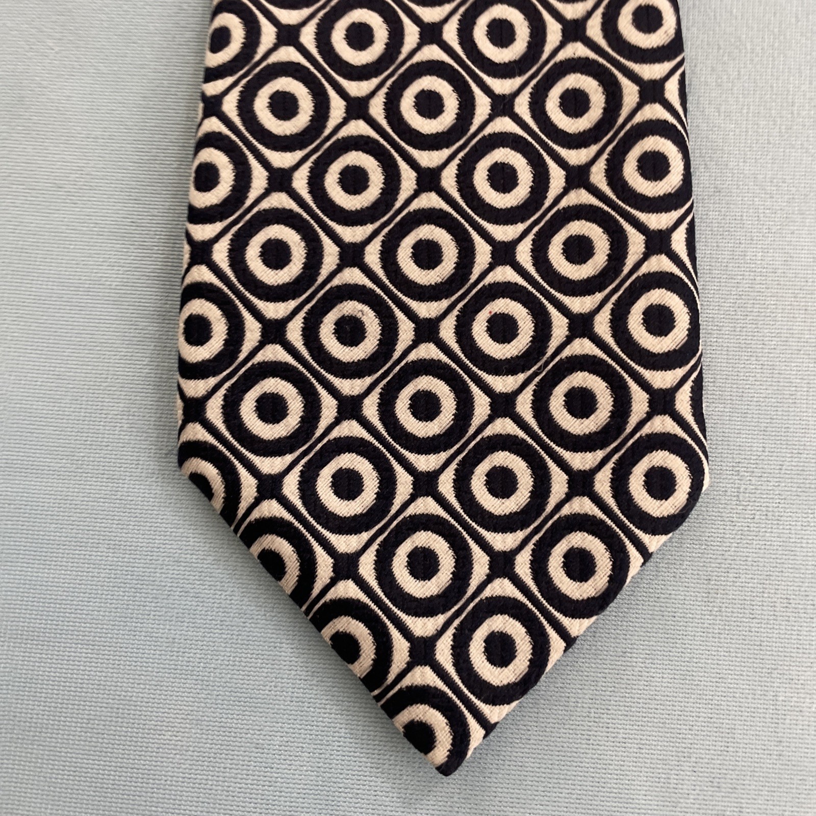 Commodore Trevira Atomic MCM Tie Geometry Circles Blue Wide Vtg 60s Necktie 4×51