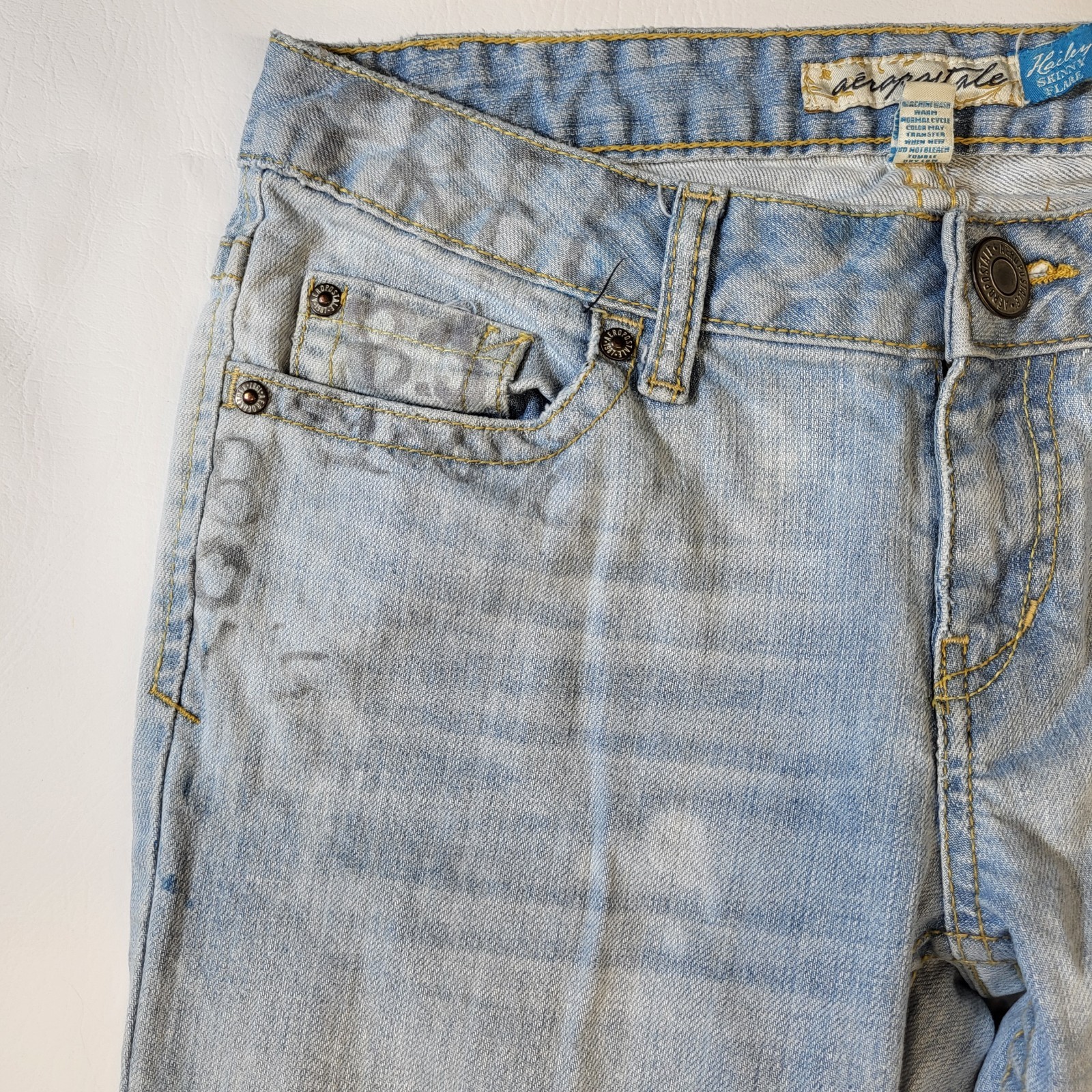 Aeropostale Jeans Hailey Skinny Flare Curvy Size 5/6 Long Art to Wear Y2K READ