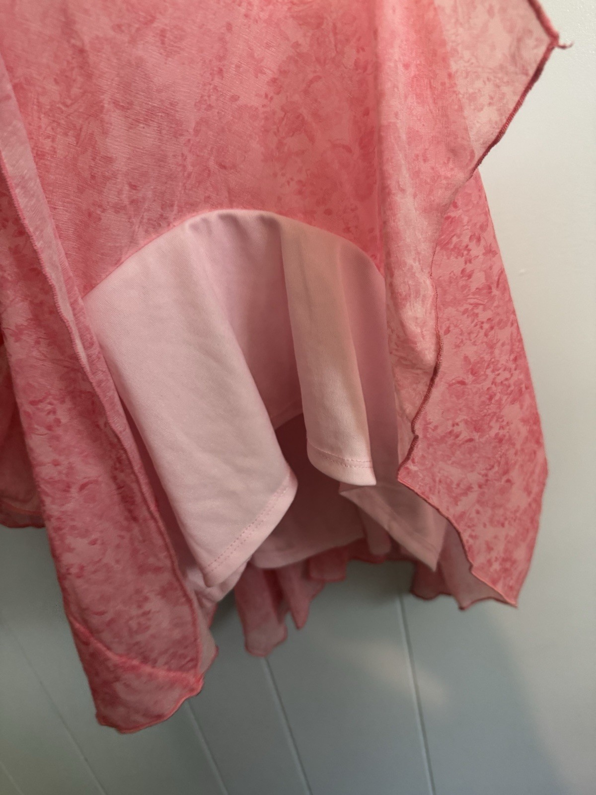 Wild Fable Pink Floral Chiffon Spaghetti Strap Ruffle Tie Lined Dress XS