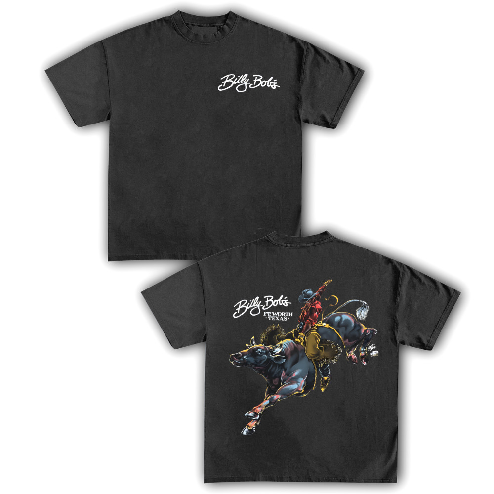 Vintage 90s Billy Bob’s Texas Cowboy Rodeo T-Shirt Western Double Print S-5XL