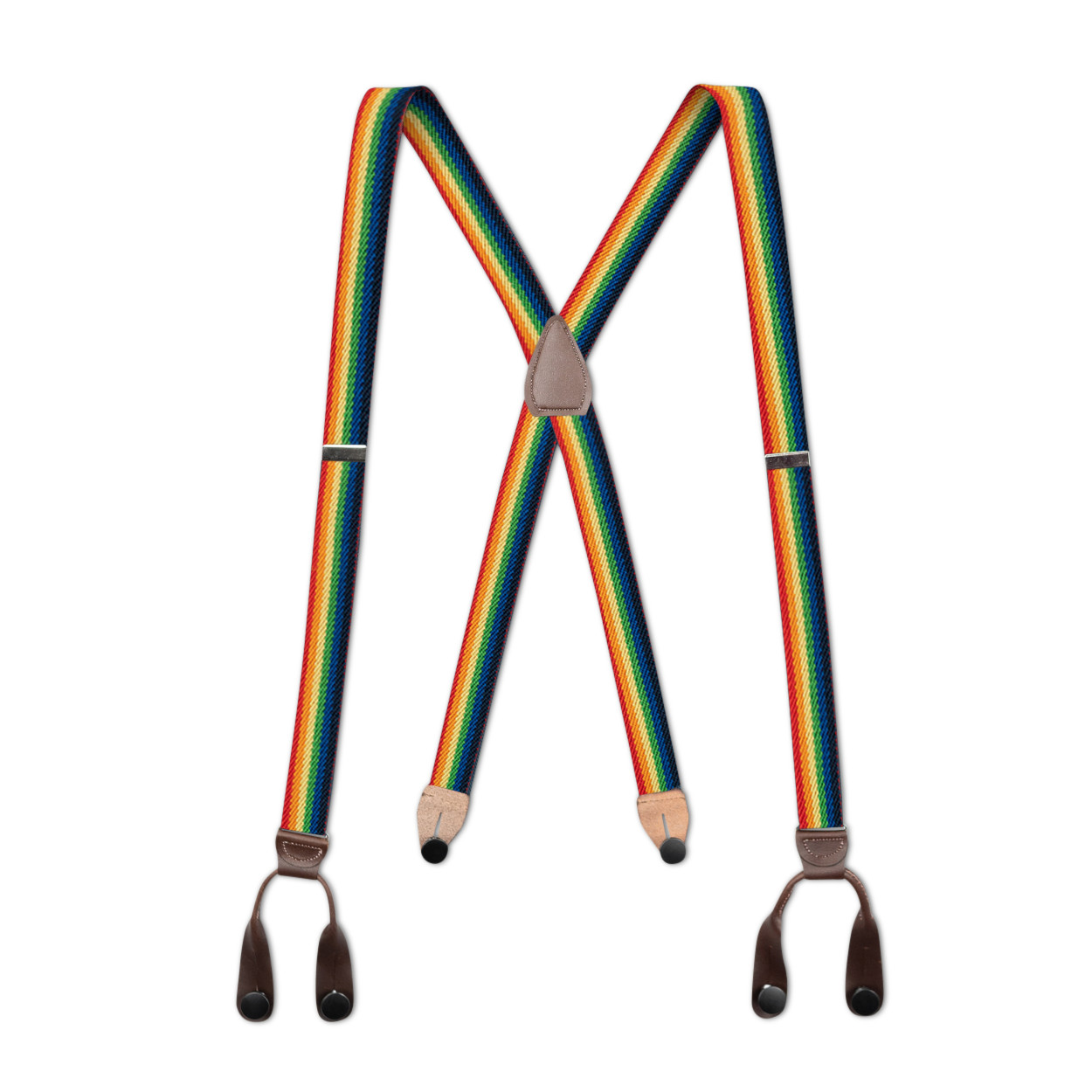 Men’s Suspenders – Button-On with Leather Ears and Goldtone Metal, USA Made