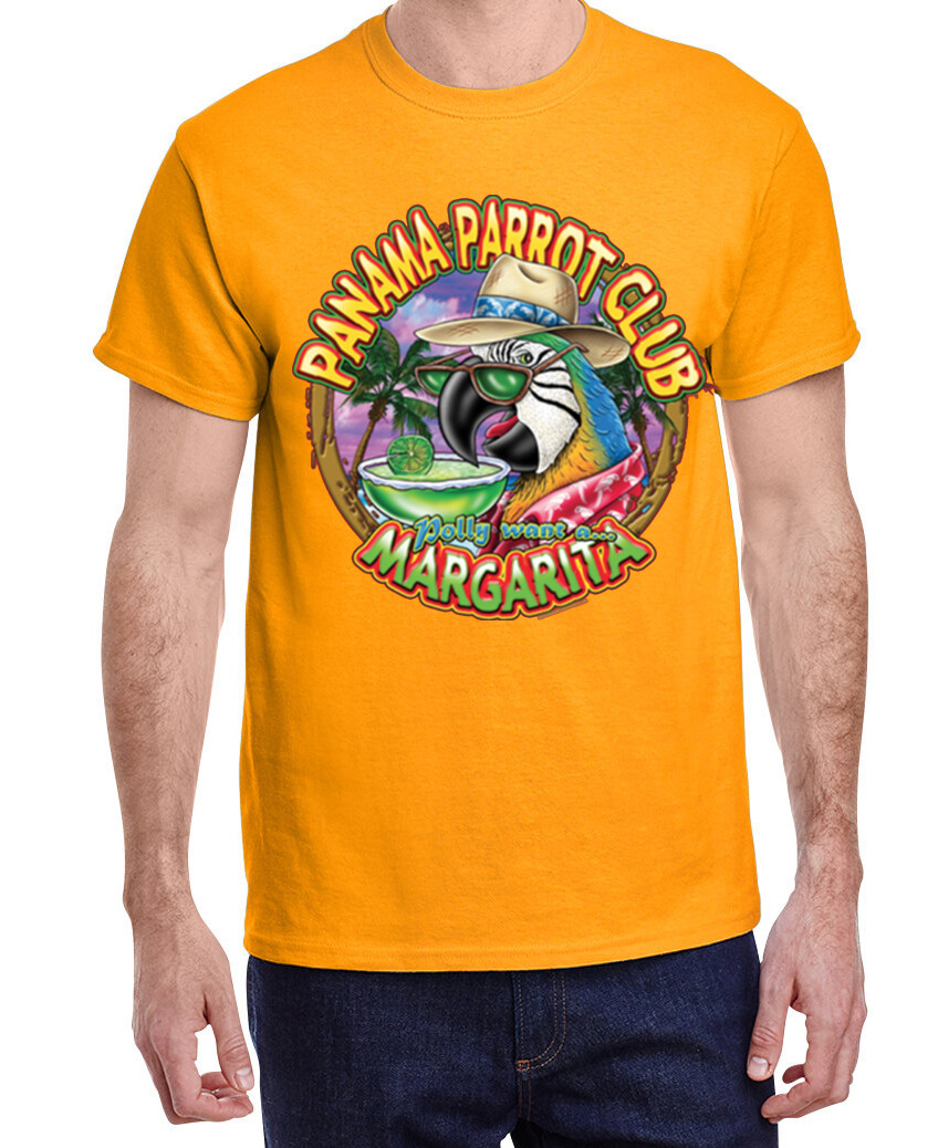 Panama Parrot Club Margarita T-shirt Funny Beach Tee Shirt Beachwear Mens