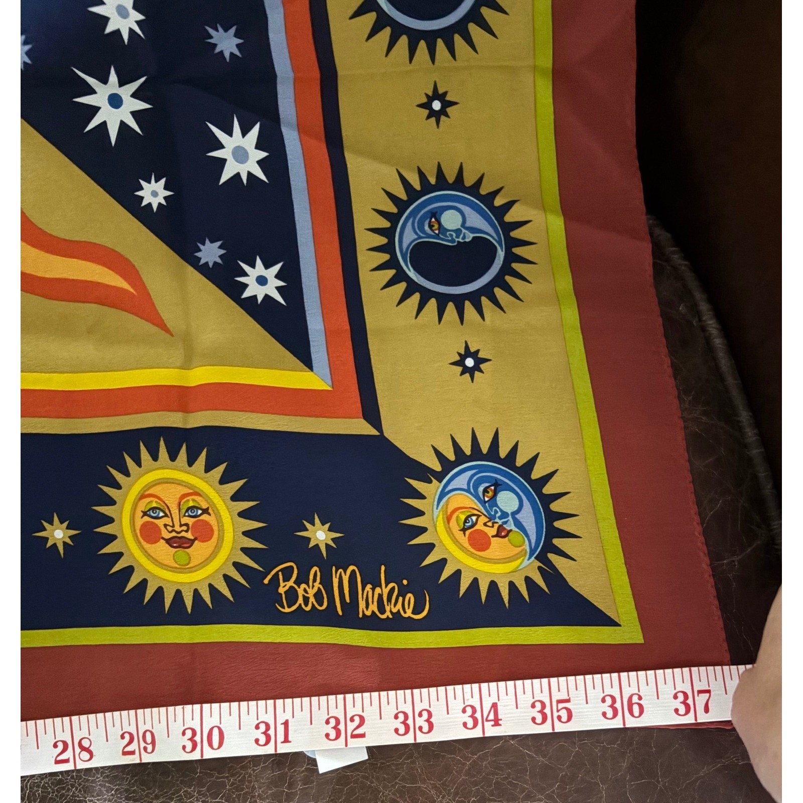 Vintage Bob Mackie 100% Silk Scarf Sun Moon Celestial Wearable Art NWT 38×38