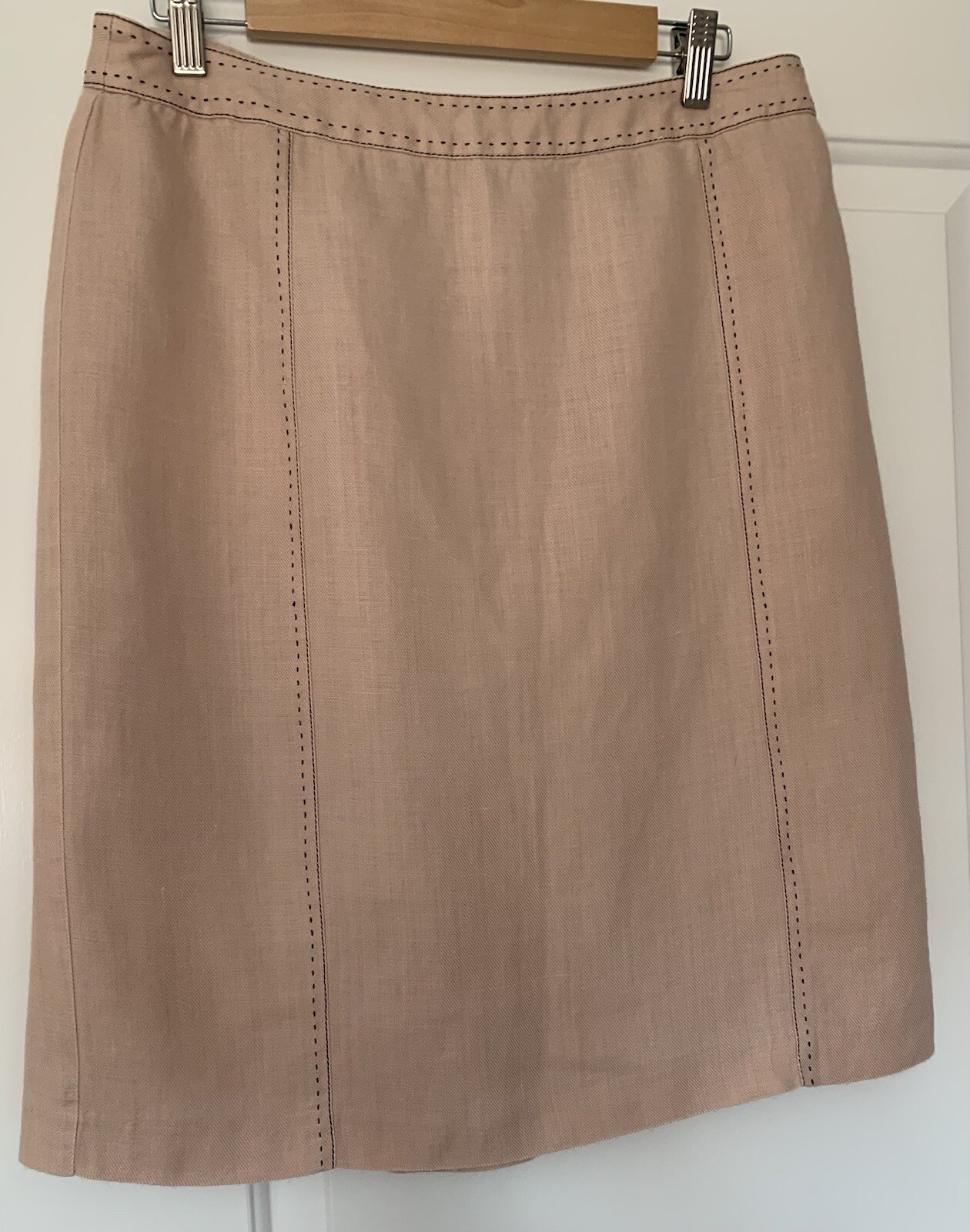 Next Tailoring 100% Ramie Skirt Size 14 Lined Pale Pink Pleated Smart Stylish