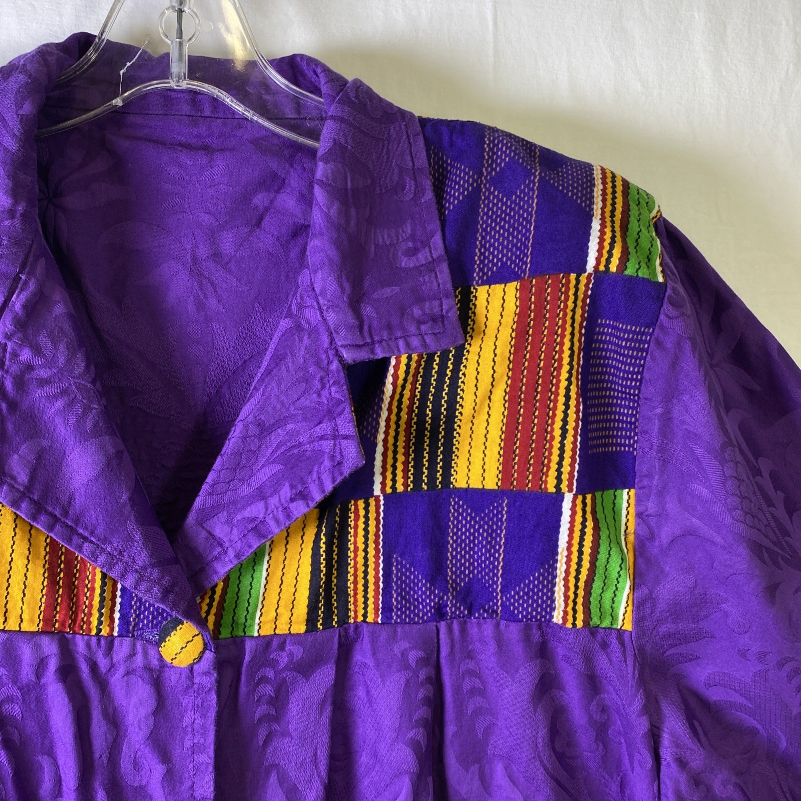 African Purple Womens Jacket – Size 1X – VTG Homemade, No Tags, Shoulder Pads