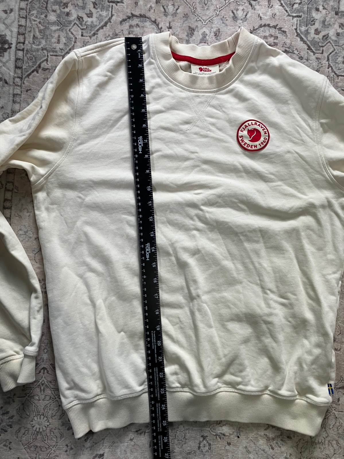 Fjallraven Sweatshirt Pullover Jumper, Mens Medium Beige, 1960 Logo Badge Sweden