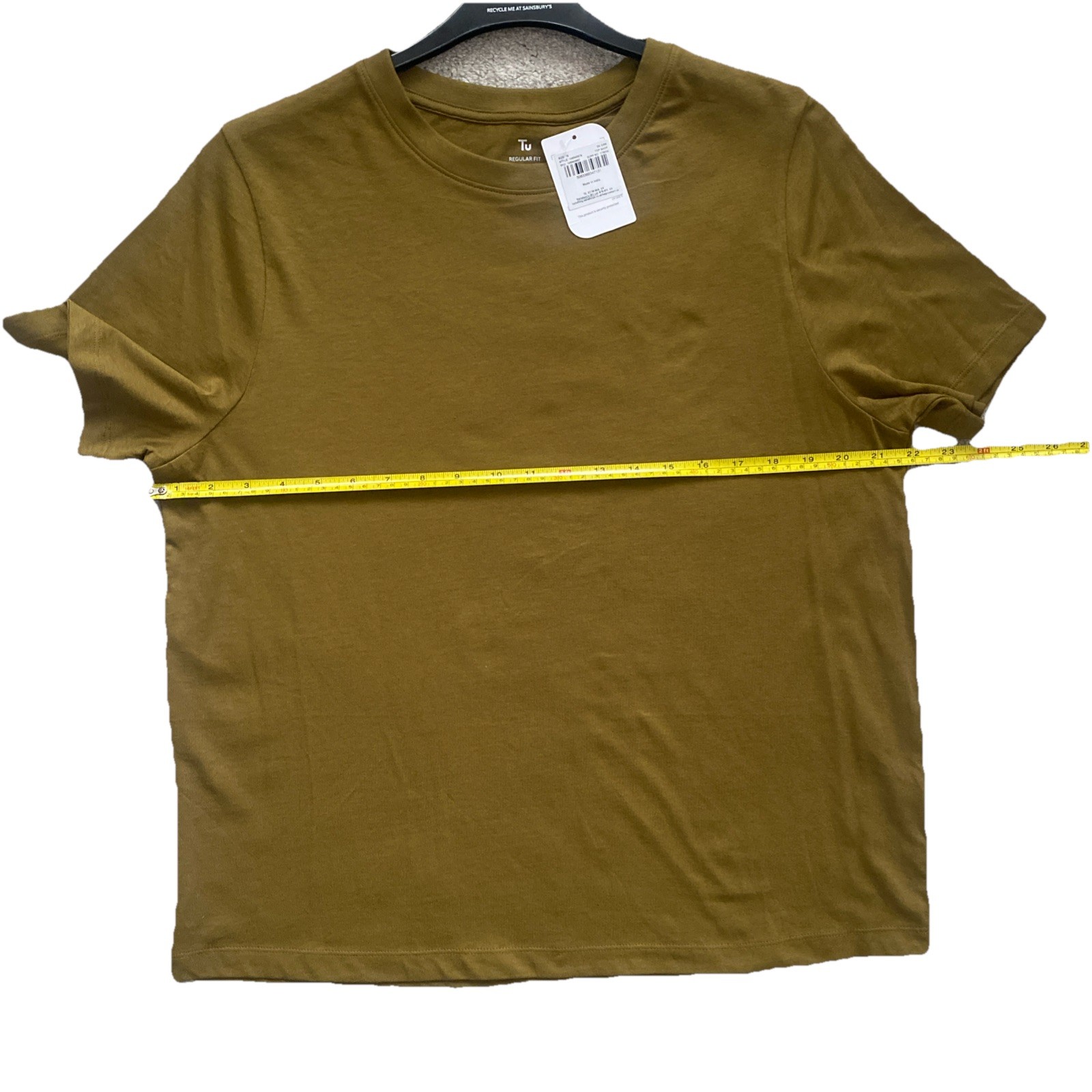 Ladies Dark Green Cotton Short Sleeve T-Shirt / Top Size 16 Round Neck New