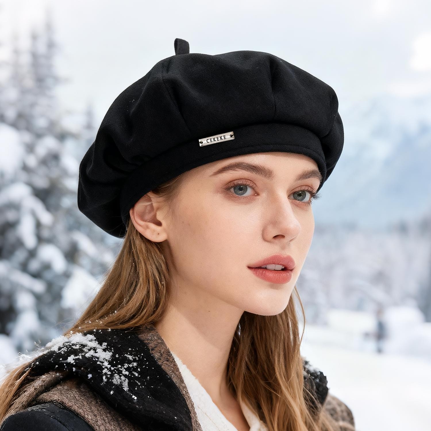 Women’s Beret Hat French Classic Solid Color Winter Warm Fashion Cap Retro Hats