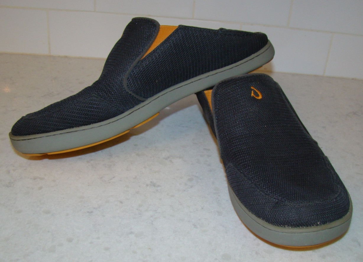 OluKai Nohea Mesh Mens Size 11 Slip-On Casual Shoes Gray/Orange Slides Mules