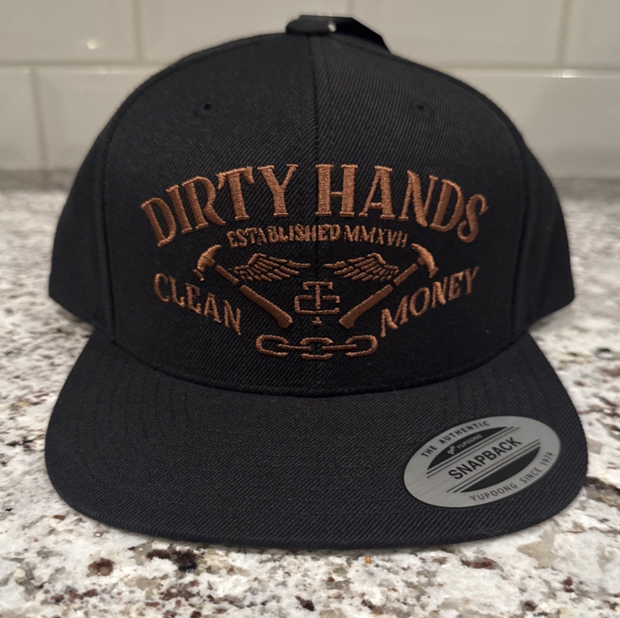 Dirty Hands Clean Money Catina Full Snapback Hat Cap Adjustable Troll Black