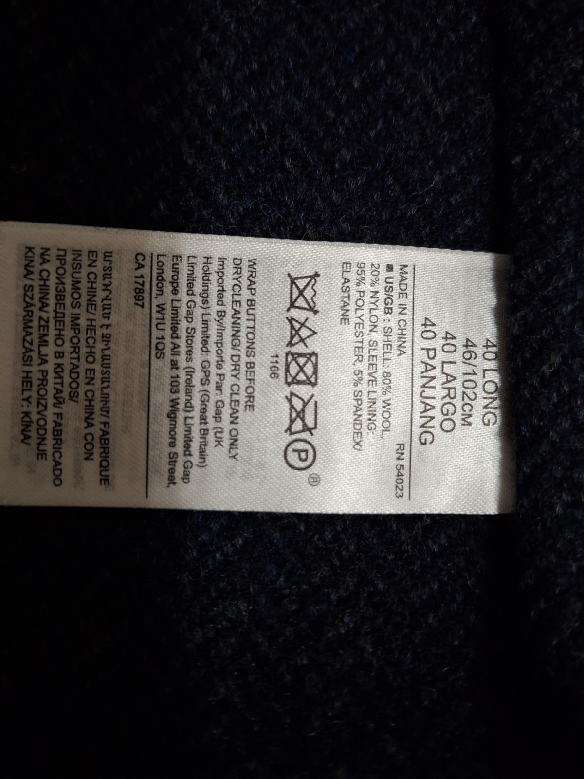 Banana Republic Mario Bellucci Italian Wool Blazer Sport Coat Navy 40L Slim