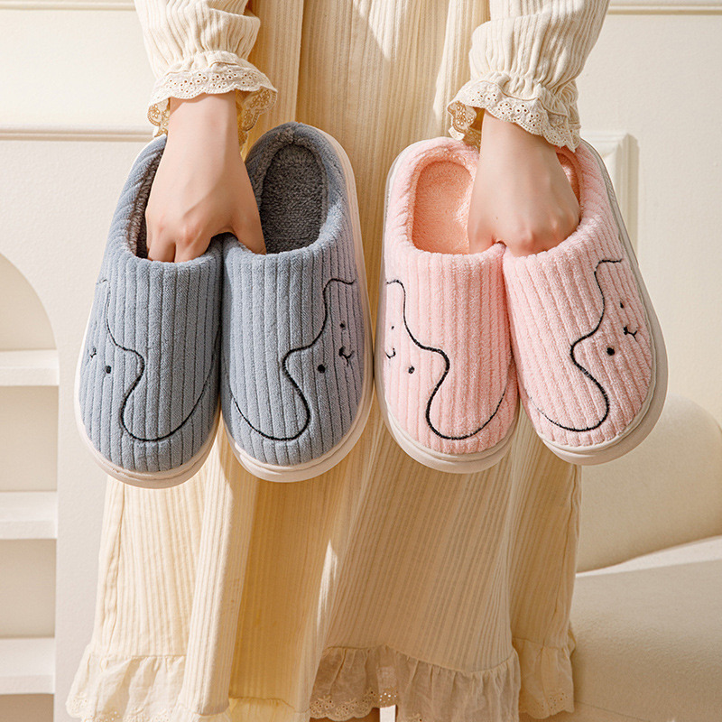 Cute Cat Plush Slippers Non Slip House Shoes Warm Indoor Bedroom Slippers