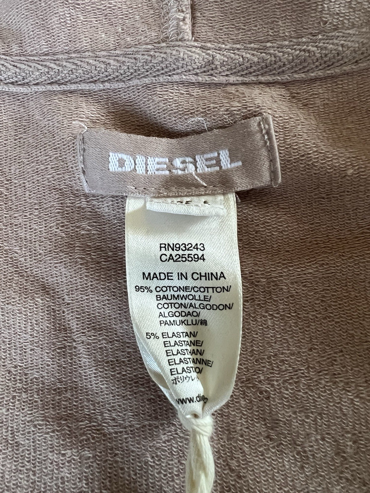 Diesel Blush Pink Hoodie Embroidered Eagle Sleeve Pullover Women’s L Y2K Grunge