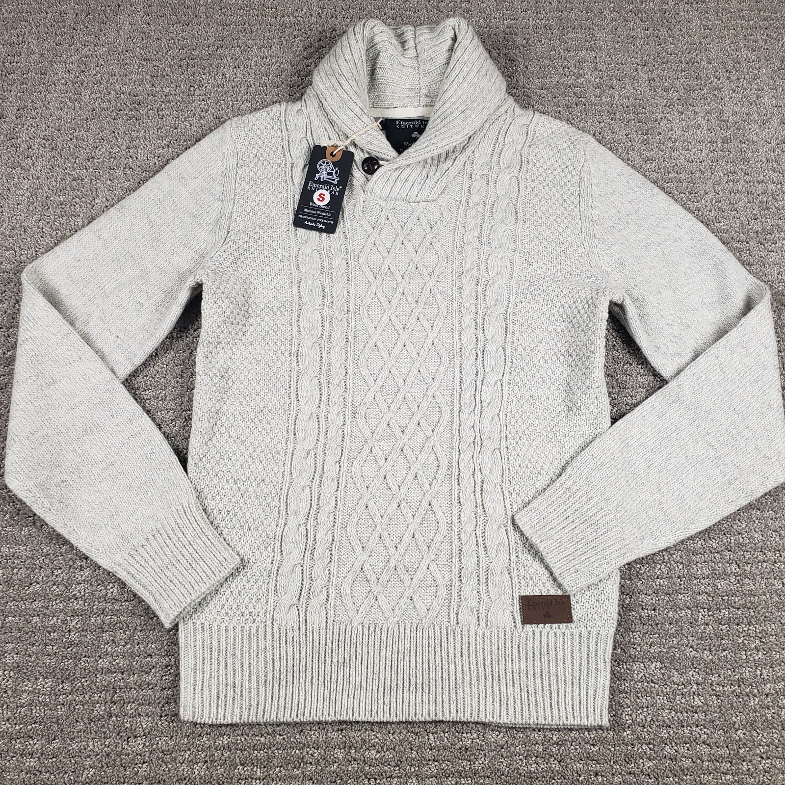 Emerald Isle Knitwear Sweater Mens (S) Irish Wool Blend Killarney Jumper Cable