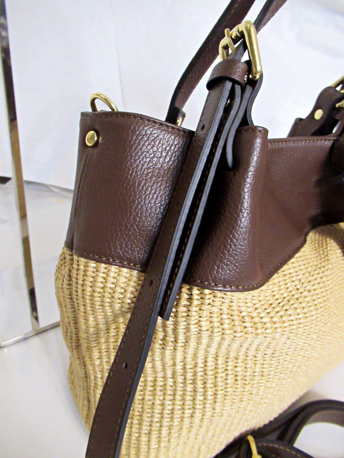 ITALIAN GENUINE RAFFIA & LEATHER TRENDY HANDBAG BAG SATCHEL – MADE IN ITALY