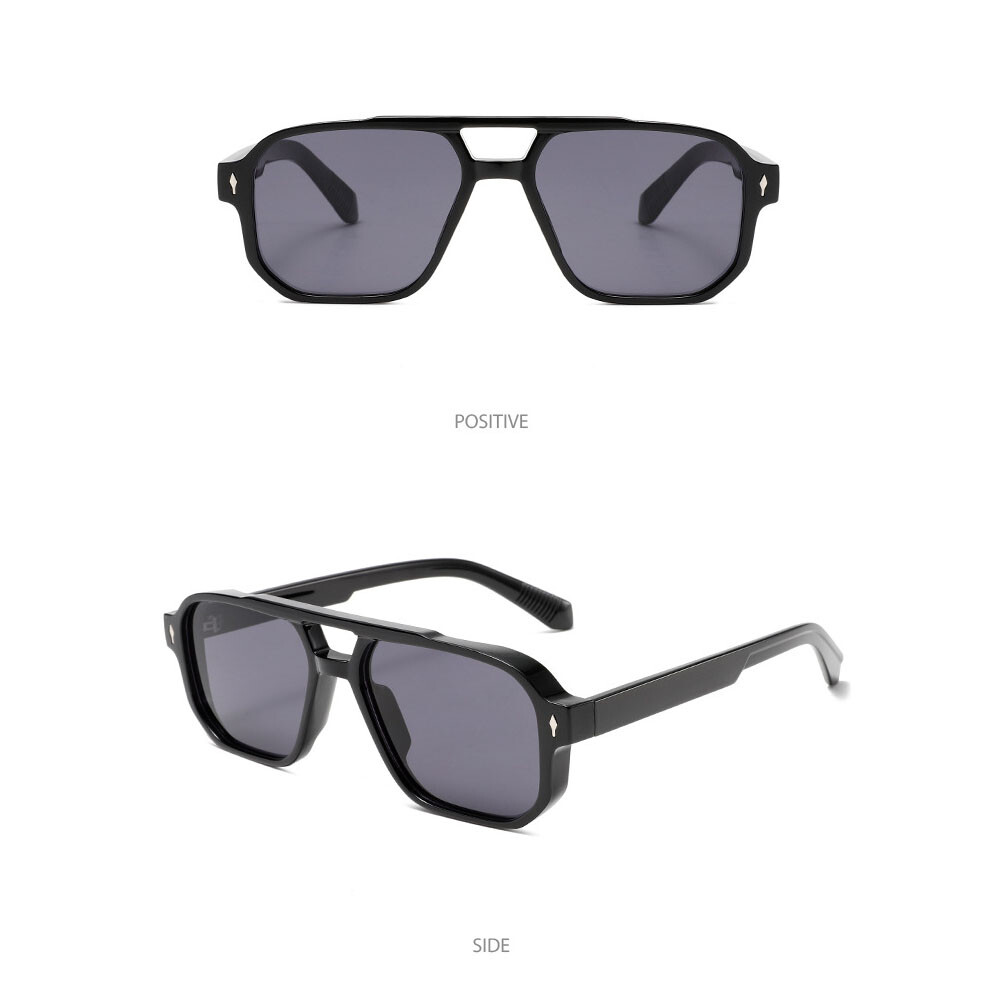 Classic Square Double Bridge Pilot Sunglasses Men Retro Outdoor Shade Glasses