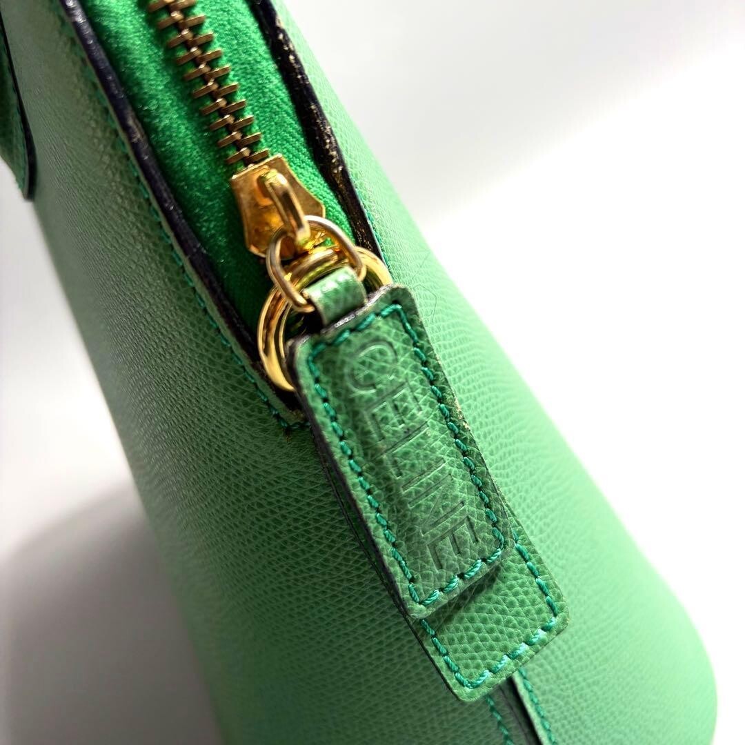 CELINE 2way Handbag Leather Green Vintage Authentic From Japan