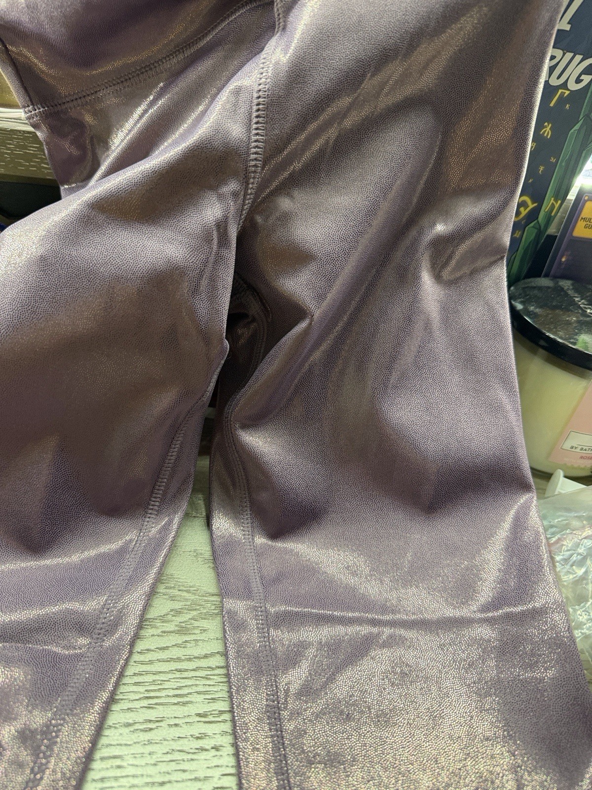 GAP Kids Shiny Purple Solid Stretch Ankle Leggings Teens Size L (10)