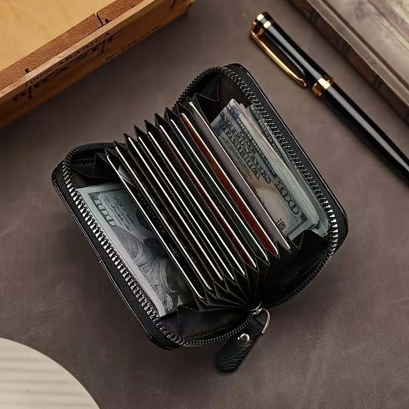 Mens RFID Blocking Leather Wallet Credit Card ID Holder Zipper Purse Waterproof