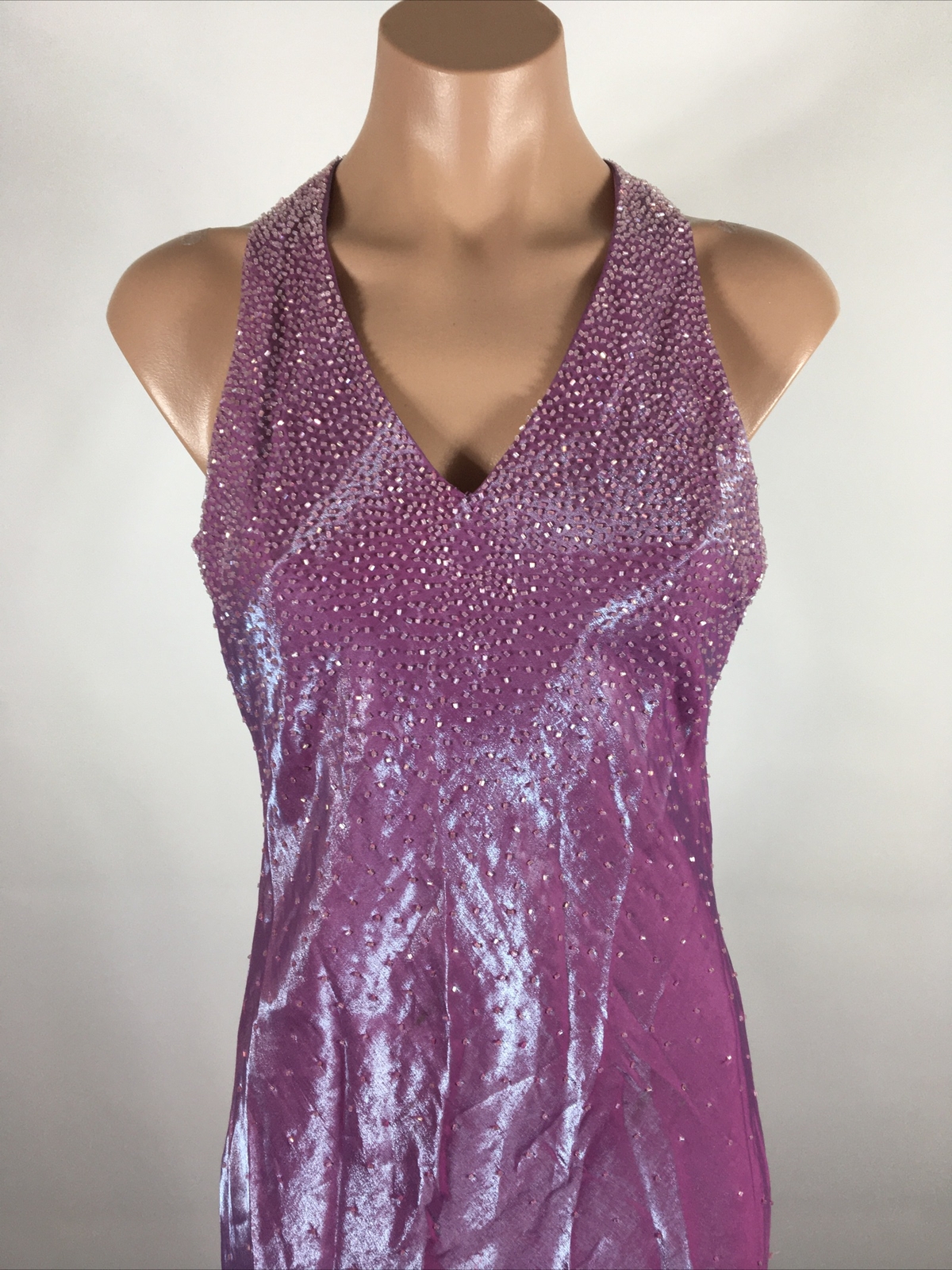 CACHET Sequin Wet Look Shiny PROM Iridescent y2k Evening Gown DRESS 4 VTG 90s