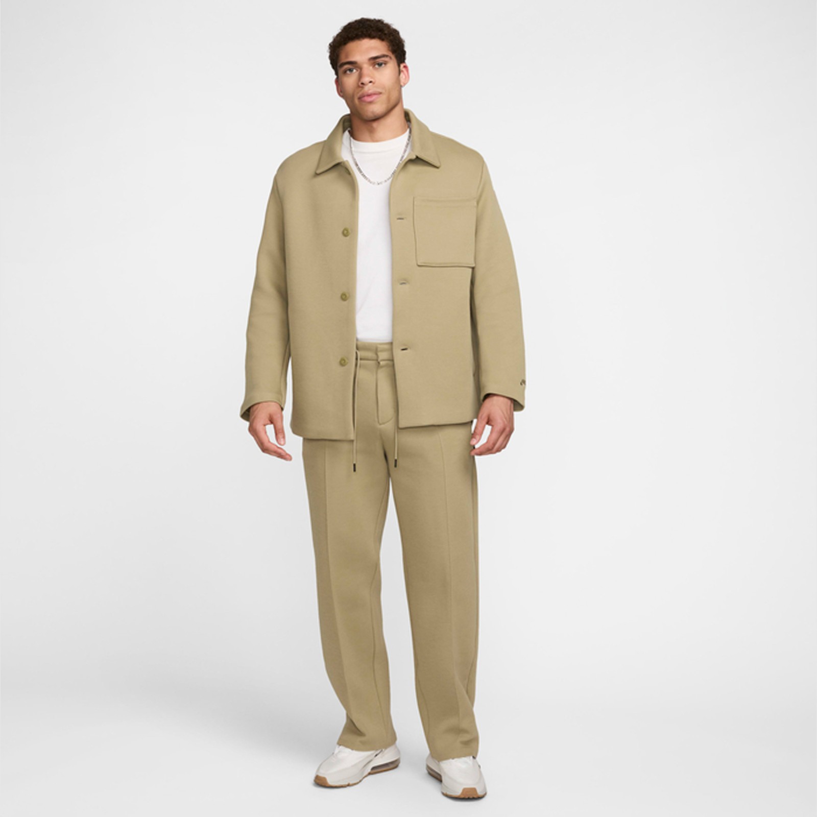 Nike Tech Fleece Shacket Jacket Neutral Olive FZ7566-276 Men’s Size Large-TALL