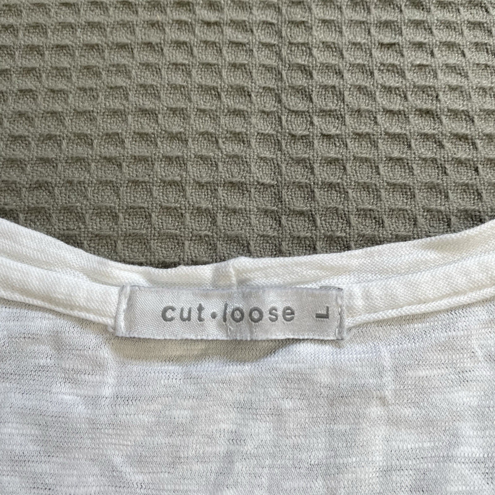 Cut Loose Linen Blend Tunic Tee Large Womens Long Sleeve White Coastal Lagenlook