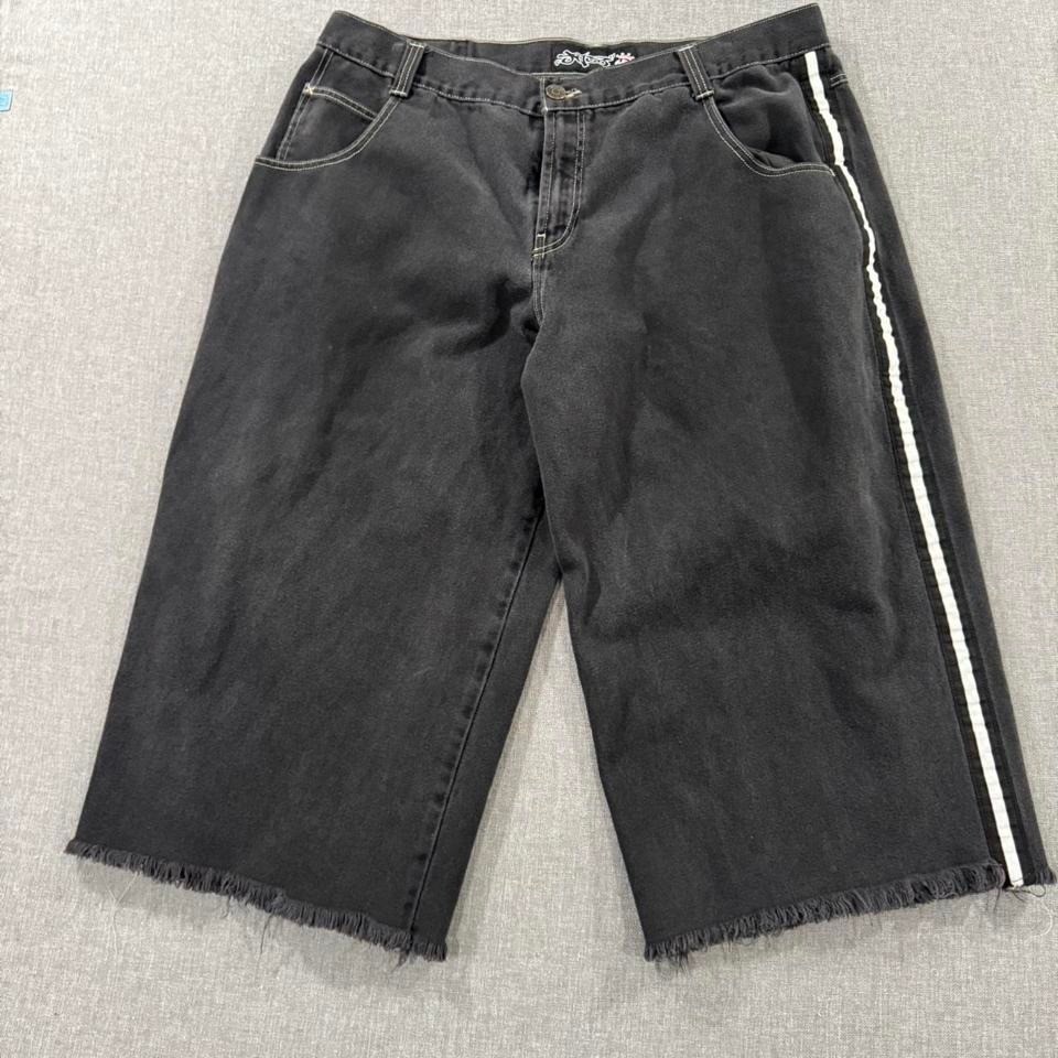 Vintage Y2K JNCO Skunk Denim Jeans SUPER Baggy Wide Leg Faded Black 42