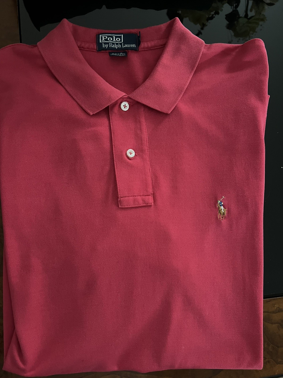 Polo Ralph Lauren soft red short sleeve polo collared shirt size L 100% cotton