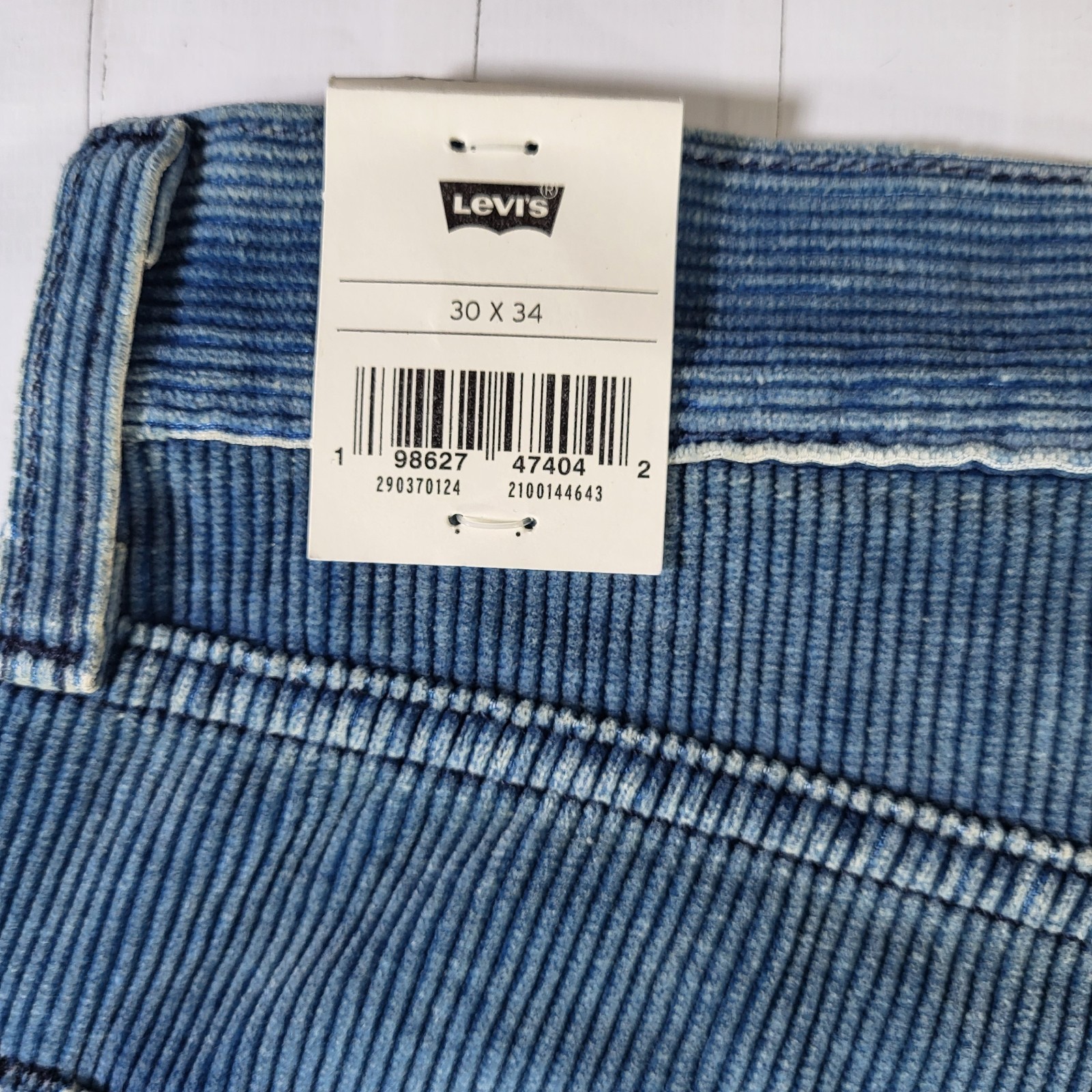 Levis Premium 568 Corduroy Jeans 30×34 New Loose Straight Men’s Blue New W Tags