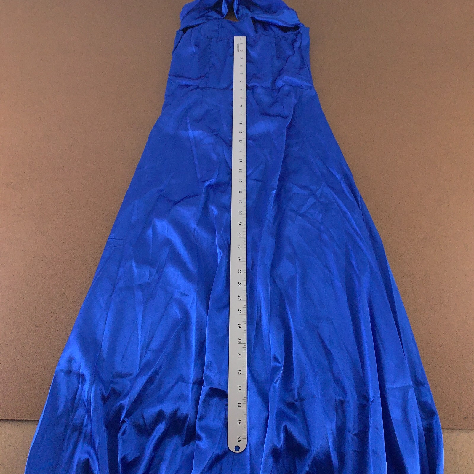 Lyaner Women’s Medium Royal Blue Satin Sleeveless Thigh Split Maxi Dress New