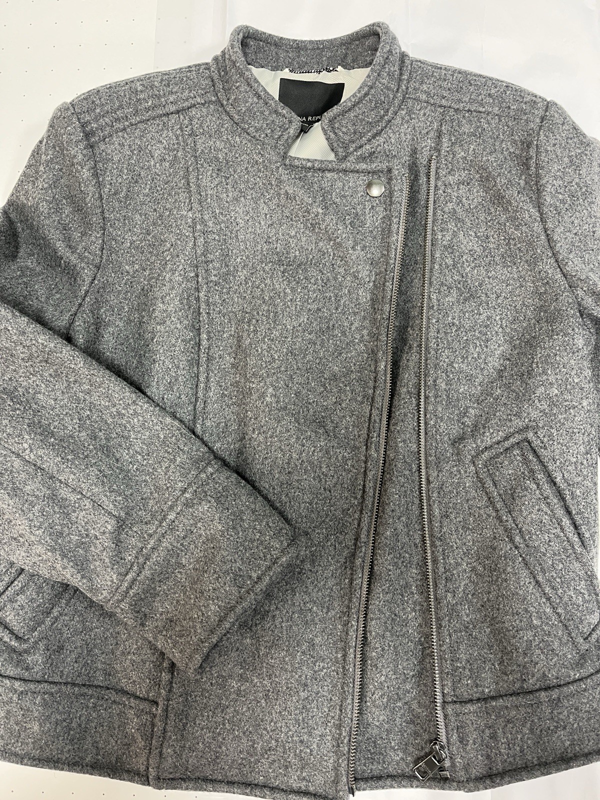 New Banana Republic Wool Moto Jacket Medium Italian Fabric Lining Mario Bellucci