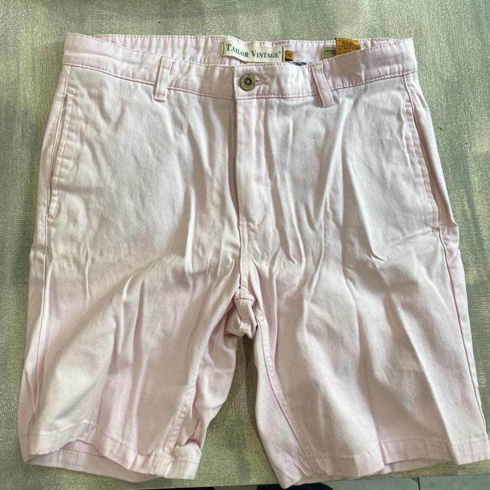 Tailor Vintage Pink Chino Shorts Slim Fit 9″ Inseam Stretch Flat Front